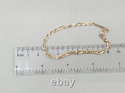 9ct Yellow Gold Bracelet 3mm Triple Braided Serpentine Chain 9K 7 Bracelet