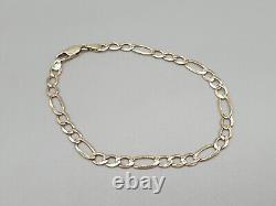 9ct Yellow Gold Bracelet 9K Diamond Cut 5mm wide Figaro Chain Bracelet 3.5g 7.5