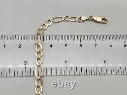 9ct Yellow Gold Bracelet 9K Diamond Cut 5mm wide Figaro Chain Bracelet 3.5g 7.5