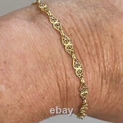 9ct Yellow Gold Bracelet Fancy Link Chain 19cm Vintage Hallmarked 9.375