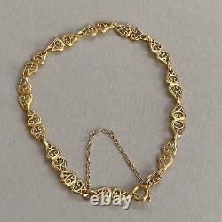 9ct Yellow Gold Bracelet Fancy Link Chain 19cm Vintage Hallmarked 9.375