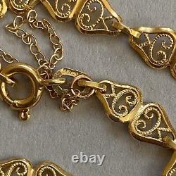 9ct Yellow Gold Bracelet Fancy Link Chain 19cm Vintage Hallmarked 9.375