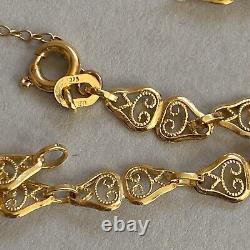 9ct Yellow Gold Bracelet Fancy Link Chain 19cm Vintage Hallmarked 9.375