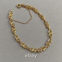 9ct Yellow Gold Bracelet Fancy Link Chain 19cm Vintage Hallmarked 9.375