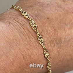 9ct Yellow Gold Bracelet Fancy Link Chain 19cm Vintage Hallmarked 9.375