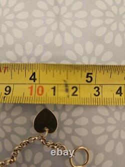 9ct Yellow Gold Bracelet Tbar Heart 7.5 Inch 4 Grams Fully Hallmarked
