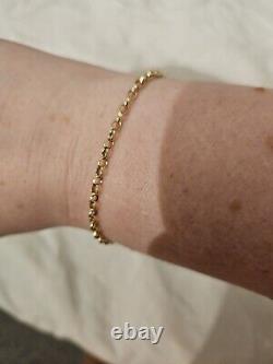9ct Yellow Gold Bracelet Tbar Heart 7.5 Inch 4 Grams Fully Hallmarked