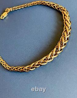 9ct Yellow Gold Bracelet Woven Chain Modern Classic 7 4.3g