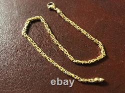 9ct Yellow Gold Byzantine King Double Link Cut Fancy Bracelet 8 21 cm 375 9k