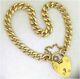 9ct Yellow Gold Curb Link Bracelet With Heart Padlock English Hallmarked