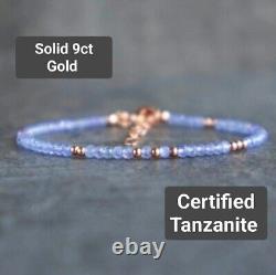 9ct Yellow Gold Certified Genuine Tanzanite Bracelet in a Quality Giftbox