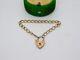9ct Yellow Gold Child's Charm Bracelet Heart Lock Vintage C1950