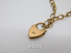 9ct Yellow Gold Child's Charm Bracelet Heart Lock Vintage c1950