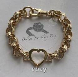 9ct Yellow Gold Childrens Heart Belcher Bracelet 6 Inch Hallmarked Brand New