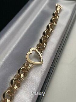 9ct Yellow Gold Childrens Heart Belcher Bracelet 6 Inch Hallmarked Brand New