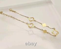 9ct Yellow Gold Clover Women & Girls bracelet 7.5 Inch 1.5gr