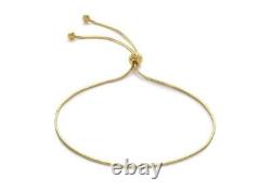 9ct Yellow Gold Delicate Snake Chain Slider Bracelet Extendable Adjustable