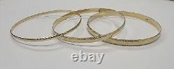 9ct Yellow Gold Diamond Cut Slave Bangle Fully Hallmarked Stackable