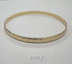 9ct Yellow Gold Diamond Cut Slave Bangle Fully Hallmarked Stackable