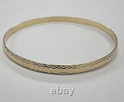 9ct Yellow Gold Diamond Cut Slave Bangle Fully Hallmarked Stackable