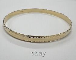 9ct Yellow Gold Diamond Cut Slave Bangle Fully Hallmarked Stackable