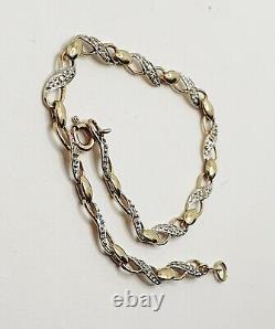 9ct Yellow Gold Diamond Figure of Eight Links Bracelet 7