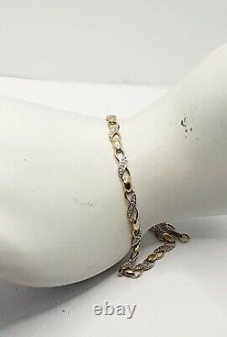 9ct Yellow Gold Diamond Figure of Eight Links Bracelet 7