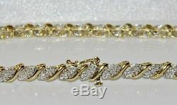 9ct Yellow Gold Diamond Ladies Fancy Tennis Bracelet Solid 9K Gold