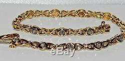 9ct Yellow Gold Diamond Ladies Tennis Bracelet Excellent Quality 7.6 grams