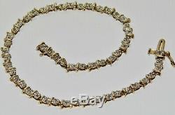 9ct Yellow Gold Diamond Ladies Tennis Bracelet Solid 9K Gold