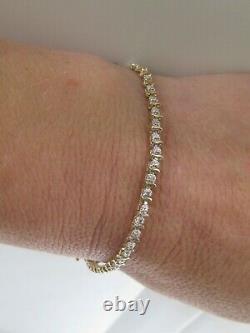 9ct Yellow Gold Diamond Tennis Bracelet 7 Inches