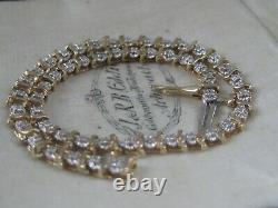 9ct Yellow Gold Diamond Tennis Bracelet 7 Inches