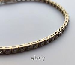 9ct Yellow Gold Diamond Tennis Bracelet Continuous Line Diamonds 18cm Long