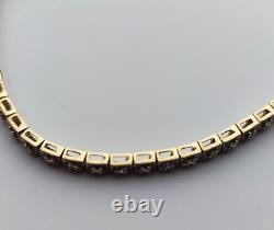 9ct Yellow Gold Diamond Tennis Bracelet Continuous Line Diamonds 18cm Long