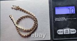 9ct Yellow Gold Diamond Tennis Bracelet Continuous Line Diamonds 18cm Long