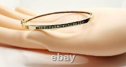 9ct Yellow Gold Diamond and Emerald Line Bangle