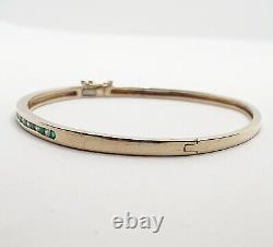 9ct Yellow Gold Diamond and Emerald Line Bangle