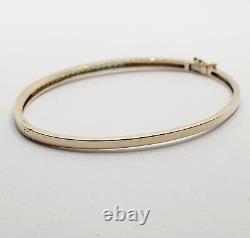 9ct Yellow Gold Diamond and Emerald Line Bangle