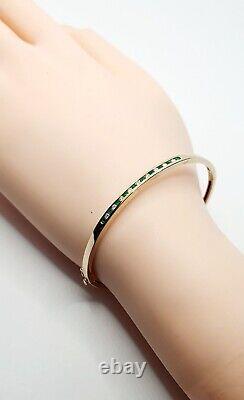 9ct Yellow Gold Diamond and Emerald Line Bangle