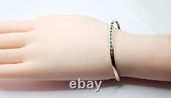 9ct Yellow Gold Diamond and Emerald Line Bangle