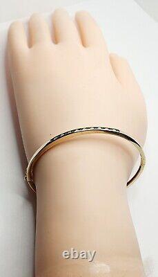 9ct Yellow Gold Diamond and Emerald Line Bangle