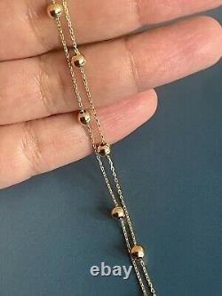 9ct Yellow Gold Double Chain Beaded Bracelet 7.2 inch double strand Hallmarked