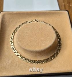 9ct Yellow Gold Double Curb Link Chain Bracelet 19.5cm / 7.5, Hallmarked 3.2g