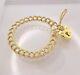 9ct Yellow Gold Double Link Charm Bracelet Heart Padlock 6.4mm Uk Hallmark