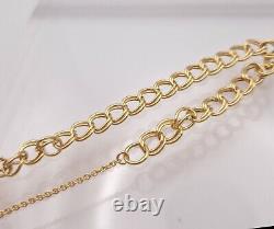 9ct Yellow Gold Double Link Charm Bracelet Heart Padlock 6.4mm UK Hallmark