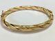 9ct Yellow Gold Embellished Rope Twist Design Spring Hinge Bangle