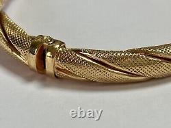 9ct Yellow Gold Embellished Rope Twist Design Spring Hinge Bangle