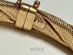 9ct Yellow Gold Embellished Rope Twist Design Spring Hinge Bangle