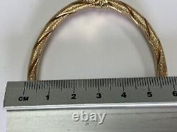 9ct Yellow Gold Embellished Rope Twist Design Spring Hinge Bangle