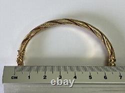 9ct Yellow Gold Embellished Rope Twist Design Spring Hinge Bangle